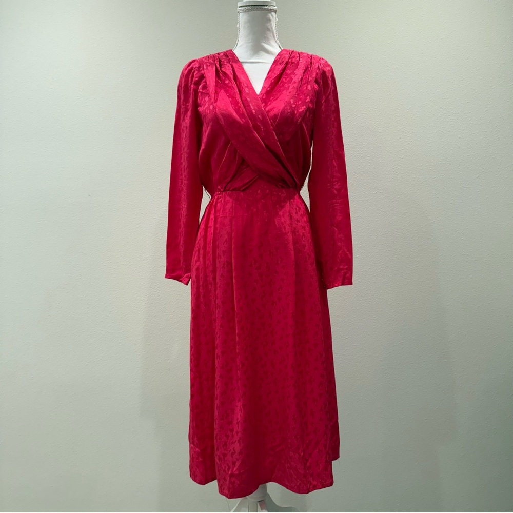 100% Silk Francesca Fuchsia Jacquard Dress EUC